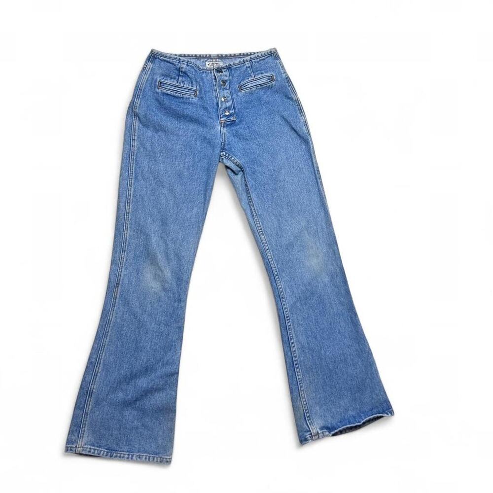 Limited 90s Vintage Bareback Button Fly Jeans Denim Flares Bootcut Pants 26”